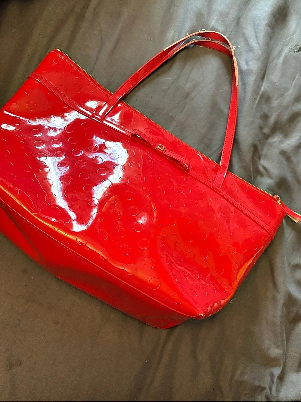 Kate Spade New York Red Patent Large Tote Bag Authentic